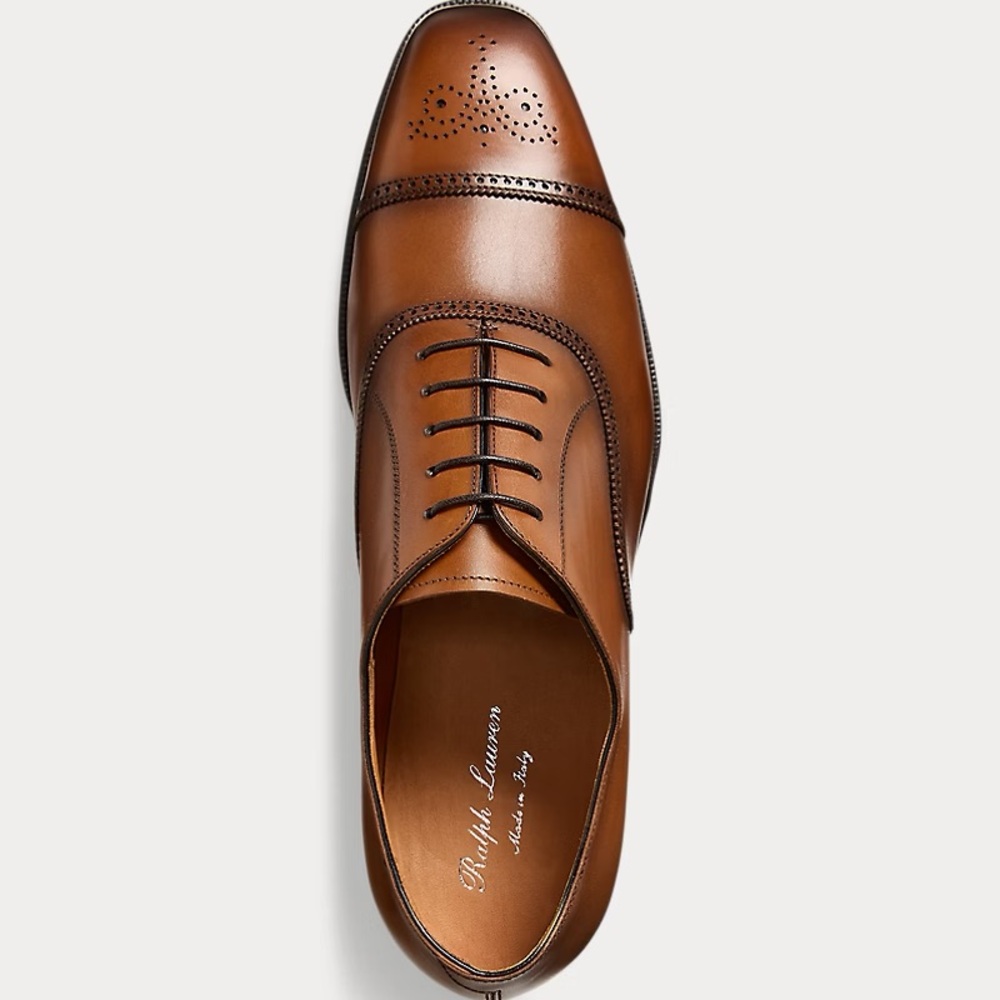 Ralph Lauren Purple Label Denver Burnished Calfskin Cap-Toe Shoe